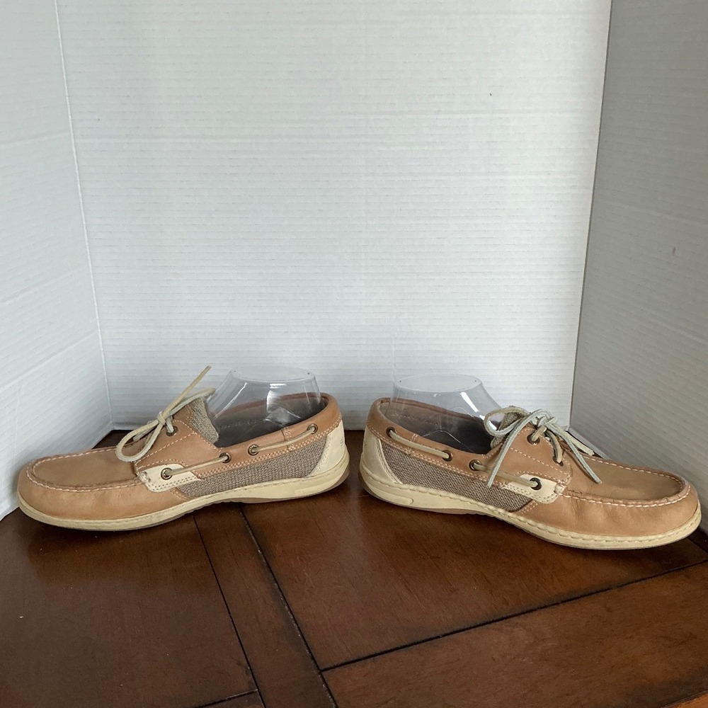 Sperry Top Sider Women's Boat Shoes Tan Leather Mesh Size 10M - Picture 3 of 7